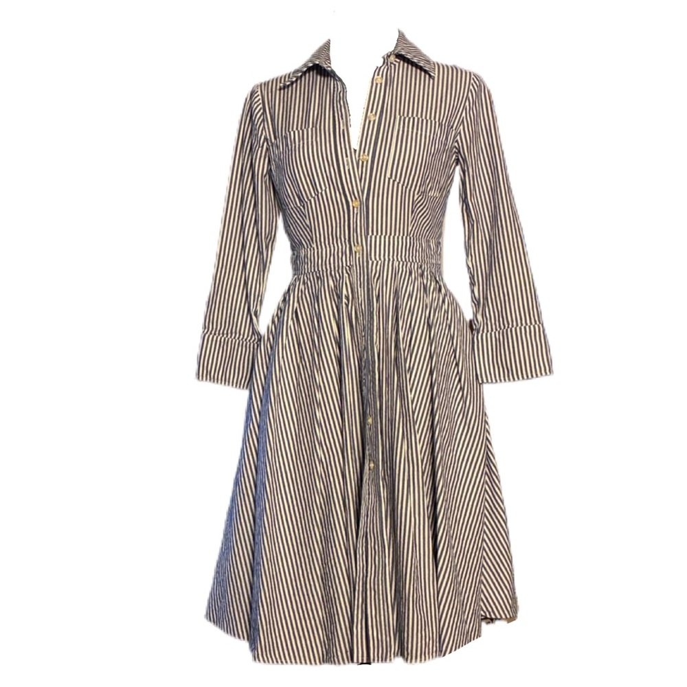 Eliza J Black and White Striped Long Sleeve Dress